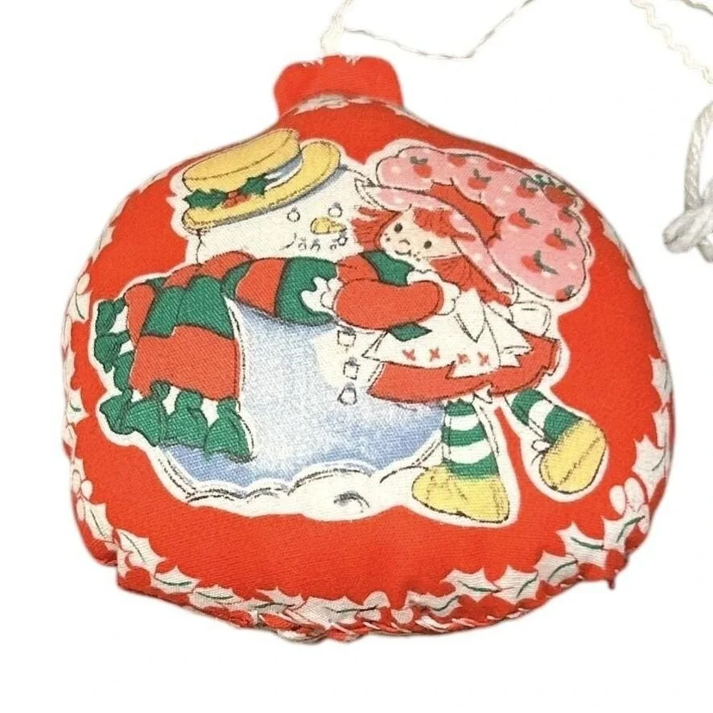 Vintage Strawberry Shortcake and Angel Home Sewn Christmas Ornaments Lot of 2‎